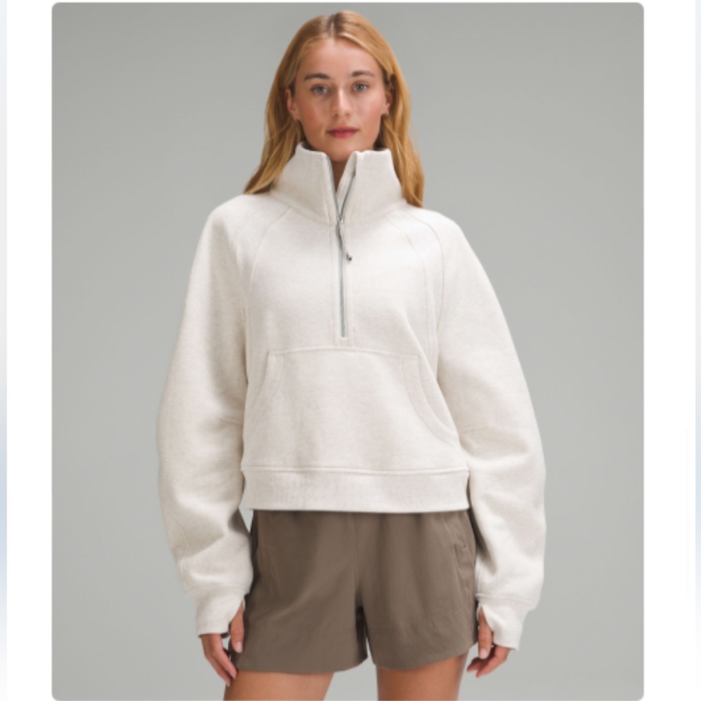 Lululemon Half Zip Scuba in Heathered Bone
